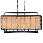 Люстра прямоугольной формы с чёрным каркасом и вставкой из плетеного материала Cage for Light варинант исполнения - 1 | Loft Concept в Краснодаре