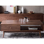 Кофейный стол из дерева с ящиком и нишей для хранения Coffee Walnut Table варинант исполнения - 1 | Loft Concept в Краснодаре