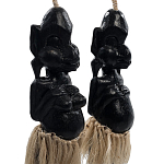 Комплект из 2-х деревянных статуэток Asmat Straw Headdress Statuettes Black варинант исполнения - 3 | Loft Concept в Краснодаре