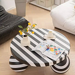 Дизайнерский журнальный стол круглый в чёрно-белую полоску Mypel варинант исполнения - 1 | Loft Concept в Краснодаре