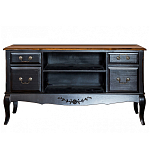 ТВ-тумба черная из массива березы с 4-мя ящиками и 2-мя полками в стиле прованс Vintage  варинант исполнения - 1 | Loft Concept в Краснодаре