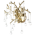 Бра в форме ветвей деревьев золотого цвета с прозрачными подвесками-каплями Droplet Bra варинант исполнения - 1 | Loft Concept в Краснодаре