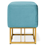 Пуф квадратный голубой велюр на золотом металлическом основании Celeste Blue варинант исполнения - 2 | Loft Concept в Краснодаре