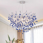 Люстра с синими стеклянными подвесками в форме капель FAIRYTREE Light варинант исполнения - 2 | Loft Concept в Краснодаре