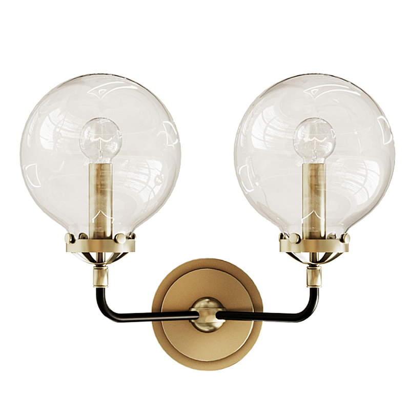 Бра Бистро Globe Clear Glass Double Sconce Brass  в Краснодаре | Loft Concept 