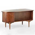 Дизайнерский письменный стол округлой формы с 4-мя ящиками и дверкой с полочками Rili варинант исполнения - 1 | Loft Concept в Краснодаре