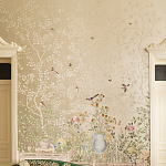 Обои ручная роспись Temple Newsam White Gold gilded silk варинант исполнения - 3 | Loft Concept в Краснодаре