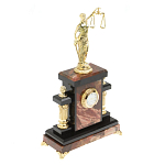 Часы настольные бронзовые из натурального камня Яшма с декором в виде Фемиды Themis Stone Clock варинант исполнения - 2 | Loft Concept в Краснодаре