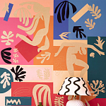 Обои ручная роспись в стиле Арт-деко Jazz Original colourway on painted silk with embroidery варинант исполнения - 2 | Loft Concept в Краснодаре