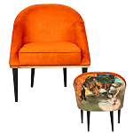 Кресло из натурального бука оранжевое с цветным принтом Impressionism in Art варинант исполнения - 2 | Loft Concept в Краснодаре