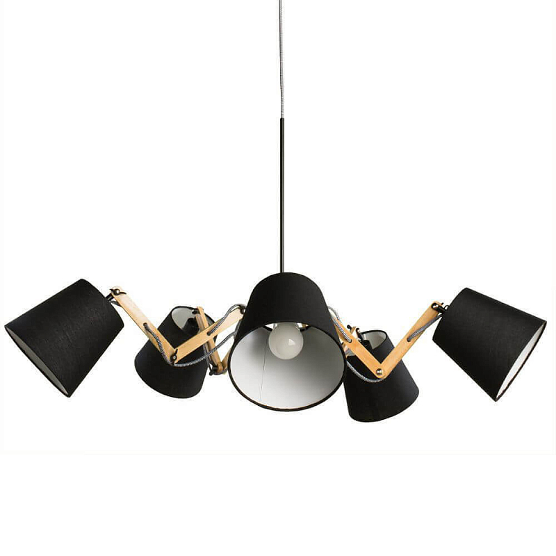 Люстра Woodland Pendant 5 Black Древесина Черный Люстра Woodland Pendant 5 Black Древесина Черный в Краснодаре | Loft Concept
