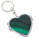 Зеркало брелок складное двухстороннее в форме сердца из натурального камня Малахит Stone Mirrors варинант исполнения - 1 | Loft Concept в Краснодаре