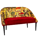 Диван двухместный из натурального бука красный с цветным принтом Impressionism in Art варинант исполнения - 3 | Loft Concept в Краснодаре