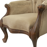 Кресло с мягкой обивкой из светло-коричневого велюра на 4-х деревянных ножках Evelyn Classical Armchair варинант исполнения - 4 | Loft Concept в Краснодаре