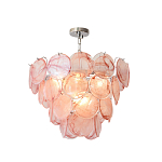 Люстра с каскадом из круглых розовых стеклянных дисков Pink Light Waterfall варинант исполнения - 3 | Loft Concept в Краснодаре