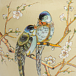 Настольная лампа бежевая с изображением птиц Slip Away варинант исполнения - 6 | Loft Concept в Краснодаре