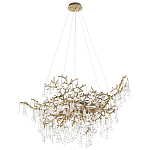 Подвесная люстра в виде ветвей деревьев золотого цвета с прозрачными подвесками-каплями 10 и 14 ламп Droplet Chandelier варинант исполнения - 3 | Loft Concept в Краснодаре