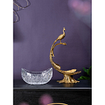 Чаша из прозрачного стекла на бронзовой подставке в виде павлина с рельефным хвостом Eden Garden варинант исполнения - 7 | Loft Concept в Краснодаре