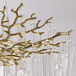 Люстра золотого цвета с декоративными ветками и длинными прозрачными стеклянными подвесами в форме сосулек Droplet Chandelier варинант исполнения - 7 | Loft Concept в Краснодаре