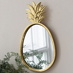 Зеркало овальной формы с золотистой рамкой и декоративной верхушкой в виде ананаса Pineapple Shine  варинант исполнения - 4 | Loft Concept в Краснодаре