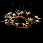 Люстра подвесная с прозрачными стеклянными птичками на ветвях Диаметр 100 см Serip Voa варинант исполнения - 9 | Loft Concept в Краснодаре