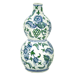 Ваза фигурная с сине-зелеными узорами распустившихся цветов Blossoming Spring варинант исполнения - 1 | Loft Concept в Краснодаре