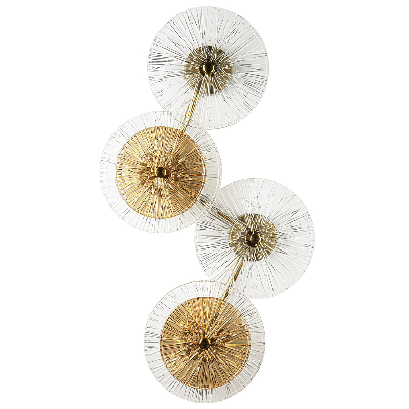 Бра с 4-мя плафонами в форме диска из рельефного коричневого стекла Decorative Four Glass Discs Wall Lamp Латунь Прозрачное Стекло Бра с 4-мя плафонами в форме диска из рельефного коричневого стекла Decorative Four Glass Discs Wall Lamp Латунь Прозрачное Стекло в Краснодаре | Loft Concept