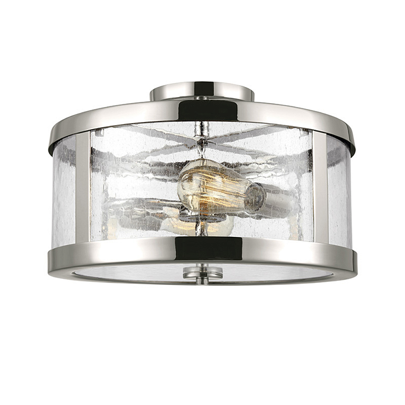 Потолочный светильник с цилиндрическим плафоном из прозрачного пузырькового стекла Feiss Никель Прозрачное Стекло в Краснодаре | Loft Concept 