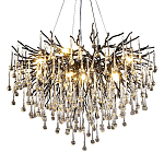 Люстра черная с прозрачными стеклянными подвесками в форме капель FAIRYTREE Light варинант исполнения - 3 | Loft Concept в Краснодаре