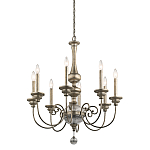 Люстра серебряного цвета с состаренным эффектом и декоративным подвесным шаром Kichler варинант исполнения - 1 | Loft Concept в Краснодаре