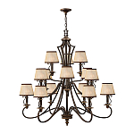 Люстра бронзового цвета с бежевыми абажурами из органзы в классическом стиле Hinkley варинант исполнения - 2 | Loft Concept в Краснодаре