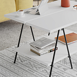 Стол журнальный с белой прямоугольной столешницей и полкой ESSEL WHITE варинант исполнения - 3 | Loft Concept в Краснодаре