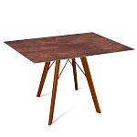 Стол обеденный с коричневой прямоугольной столешницей из керамики на четырех деревянных ножках Brown Ceramics варинант исполнения - 1 | Loft Concept в Краснодаре