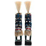 Комплект из 2-х деревянных статуэток Asmat Straw Headdress Statuettes Blue Colorful Tattoo варинант исполнения - 1 | Loft Concept в Краснодаре