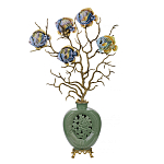 Ваза зеленая с бронзовыми ветвями и фарфоровыми рыбками Eden Garden варинант исполнения - 1 | Loft Concept в Краснодаре