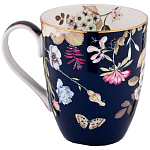 Кружка синяя из фарфора с рисунком цветов 400 мл Garden Whisper Porcelain Set  варинант исполнения - 1 | Loft Concept в Краснодаре