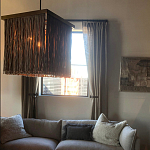 Люстра квадратная с бахромой и подвесом из деревянных бусин Psyche варинант исполнения - 3 | Loft Concept в Краснодаре