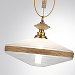 Подвесной светильник с плоским прозрачным плафоном и декоративной вставкой из текстурного камня Tectona  варинант исполнения - 6 | Loft Concept в Краснодаре