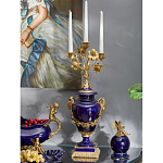 Подсвечник из темно-синего фарфора с бронзовыми элементами и цветами Eden Garden варинант исполнения - 4 | Loft Concept в Краснодаре