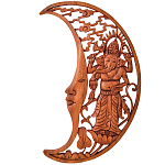 Панно из дерева Ганеша и месяц Panel With Animals варинант исполнения - 1 | Loft Concept в Краснодаре