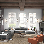 Бра цвета хром с круглой рамой и цилиндрическим прозрачным стеклянным плафоном на прямоугольном основании Feiss варинант исполнения - 4 | Loft Concept в Краснодаре