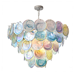 Люстра с каскадом из круглых разноцветных стеклянных дисков Mother of Pearl Iridescence варинант исполнения - 2 | Loft Concept в Краснодаре