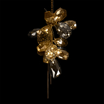 Люстра подвесная вытянутой формы с плафонами из стекла и металла с тремя вертикальными подвесками Gilded Mirage  варинант исполнения - 5 | Loft Concept в Краснодаре