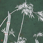 Обои ручная роспись Bamboo Argent on Edo Green painted silk варинант исполнения - 1 | Loft Concept в Краснодаре