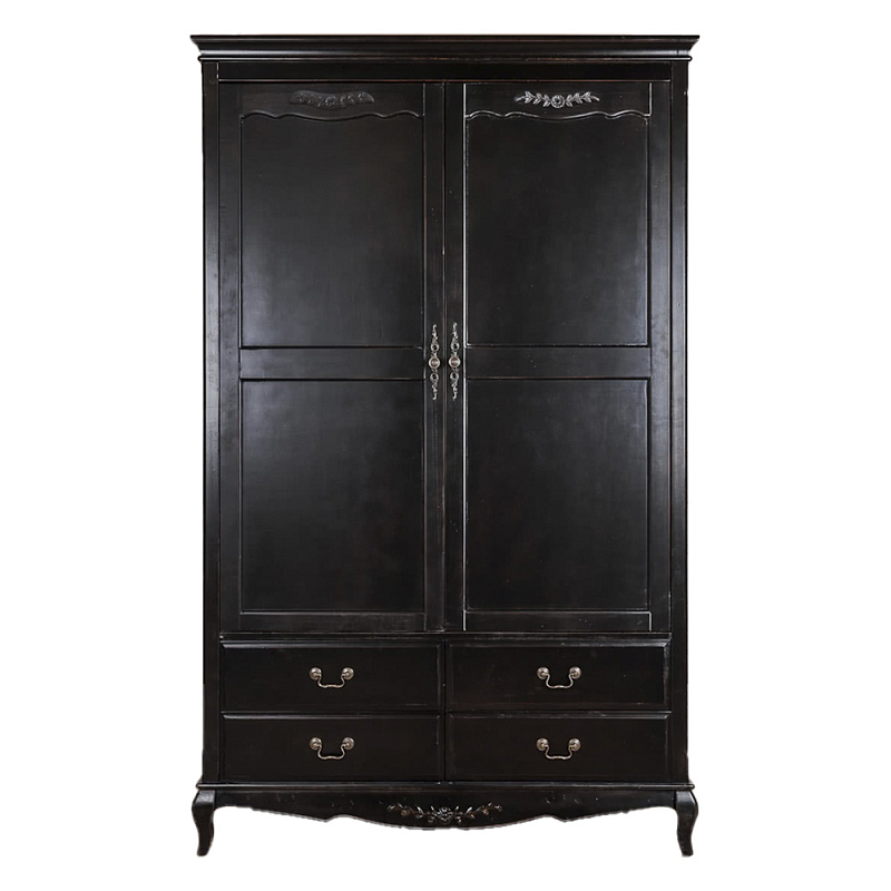 Шкаф черный с 4-мя ящиками и 2-мя дверцами в стиле Прованс Vintage Черный в Краснодаре | Loft Concept 