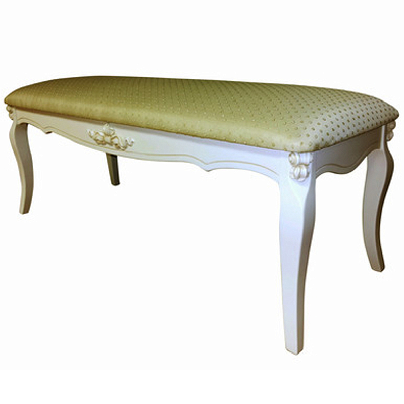 Банкетка велюр в стиле прованс Lotte French Seating Banquette Белый Бежевый в Краснодаре | Loft Concept 