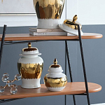 Ваза белая с крышкой и золотистыми фрагментами 46 см Chinoiserie Ceramics варинант исполнения - 2 | Loft Concept в Краснодаре