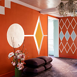 Обои ручная роспись Chez Nina by India Mahdavi Lantana colourway on Arancio dyed silk варинант исполнения - 1 | Loft Concept в Краснодаре