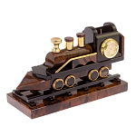 Часы настольные в виде паровоза из натурального камня Обсидиан Train Stone Clock варинант исполнения - 5 | Loft Concept в Краснодаре