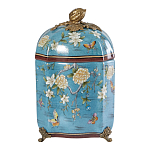 Ваза голубая с крышкой и цветочным узором Genuine Chinese Classics варинант исполнения - 1 | Loft Concept в Краснодаре